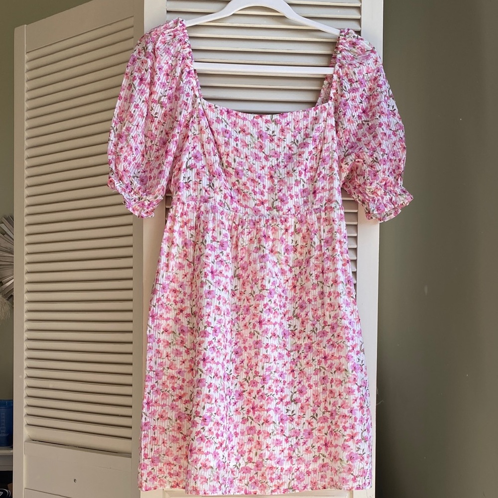 Lush Pink Floral Mini Dress